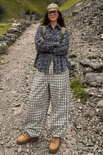 Siyah Ekose Desen Oversize Kadın Gömlek MG2900