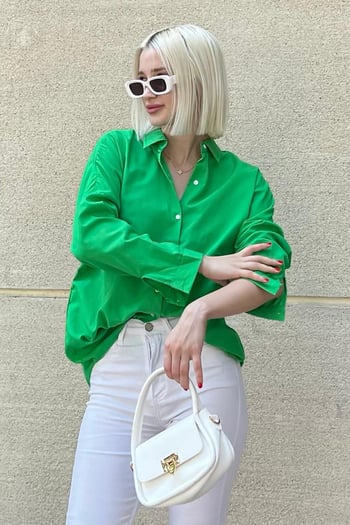 Mad Girls Oversize Green Shirt MG1369