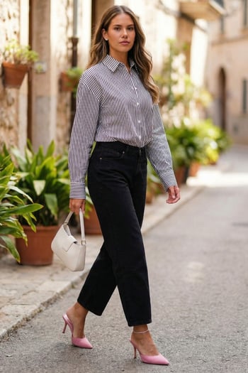 Black Striped Over Fit Shirt MG1525