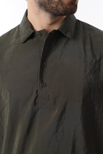 Haki Oversize Rahat Kesim Kısa Kollu Gömlek 6744