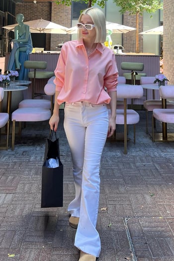 Mad Girls Pembe Oversize Gömlek MG1369
