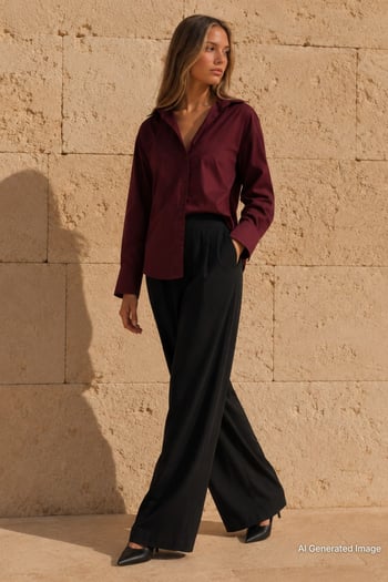Bordo Basic Kadın Gömlek Mg2355