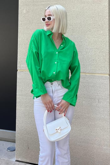 Mad Girls Oversize Green Shirt MG1369