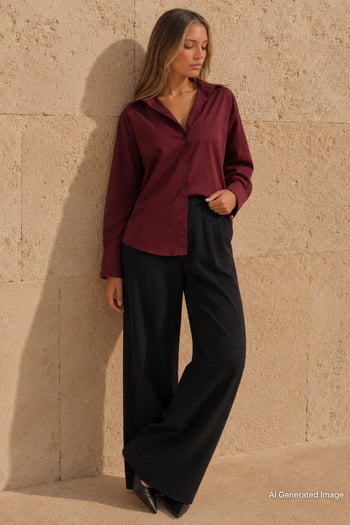 Bordo Basic Kadın Gömlek Mg2355