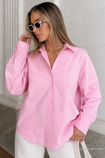 Pembe Basic Kadın Gömlek Mg2355