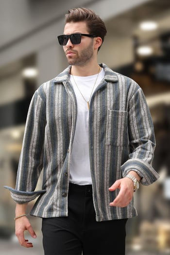 Haki Desenli Cepli Erkek Polar Gömlek E6757