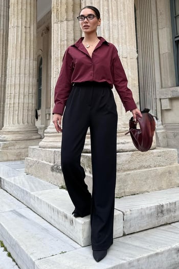 Bordo Basic Kadın Gömlek Mg2355