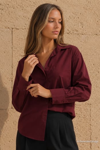 Bordo Basic Kadın Gömlek Mg2355
