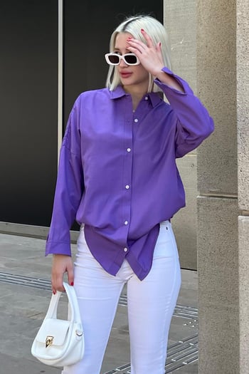 Mad Girls Oversize Purple Shirt MG1369