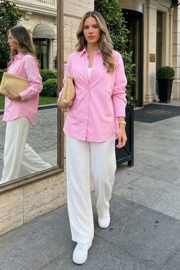 Mad Girls Pembe Oversize Gömlek MG1369