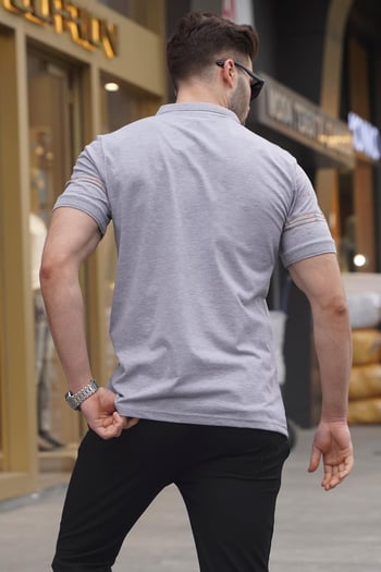 Gri Erkek Polo Yaka Tişört 6077