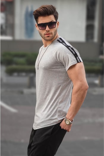 Gri Kol Detaylı Regular Fit Erkek Tişört 4633