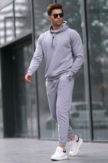 Marl Gray Hoodie Basic Tracksuit 5908
