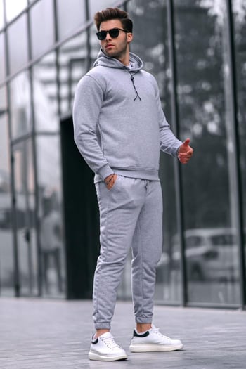 Marl Gray Hoodie Basic Tracksuit 5908