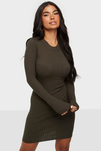 Haki  Bodycon Fitilli Mini Elbise MG1710