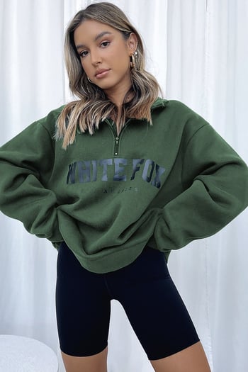 Mad Girls Khaki Zip Sweatshirt Mg1246