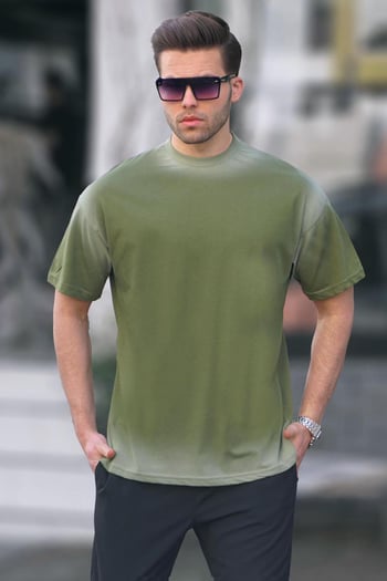 Haki Oversize  Basic Tişört 6123