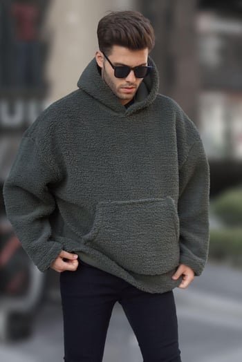 Haki Oversize Pelış Erkek Sweatshirt 6160