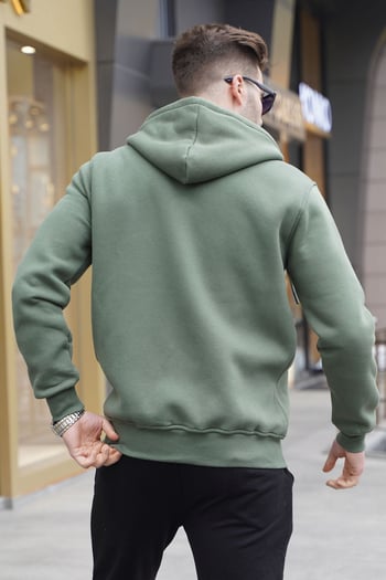Khaki Green Regular Fit Hoodie Sweatshirt 6033