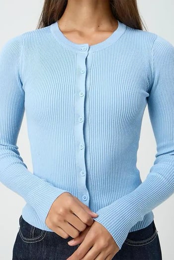 Lila Düğmeli Uzun Kollu Kaşkorse Hırka MG2177