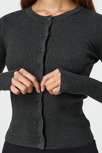 Yeşil Düğmeli Uzun Kollu Kaşkorse Hırka MG2177