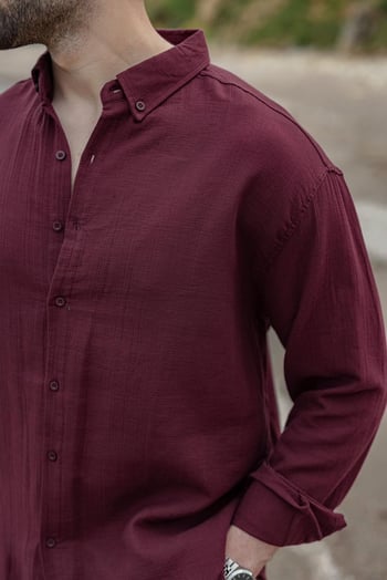 Bordo Gömlek Pantolon Erkek İkili Takım E7322