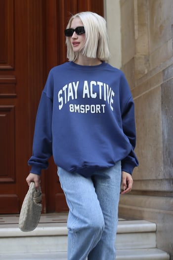 Indigo Printed Oversize Sweatshirt MG1564