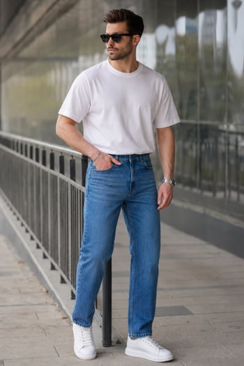 Lacivert Erkek Jean Pantolon E7419