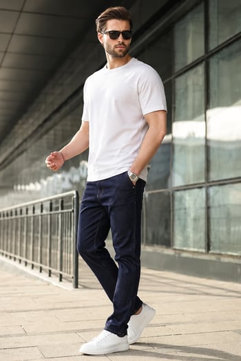 Koyu Mavi Straight Fit Erkek Kot Pantolon Jeans 6856