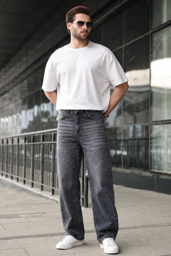 Füme Erkek Yıkamalı Baggy Jean 7216