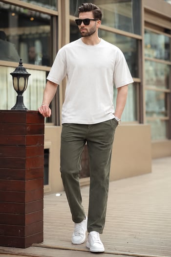 Khaki Straight Fit Jeans 6312
