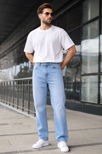 Mavi Erkek Yıkamalı Baggy Jean 7216