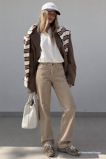 Mad Girls Beige Palazzo Jeans Mg1247