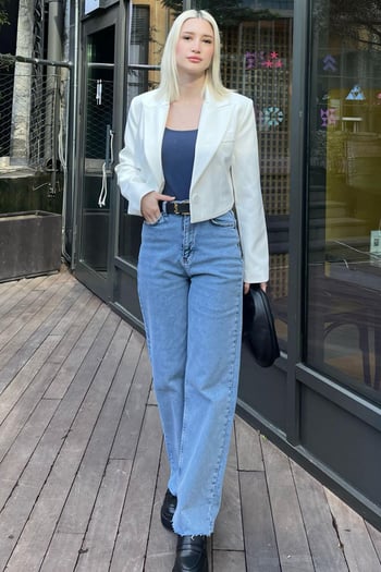 Açık Mavi Relaxed Fit Kadın Jeans MG1934