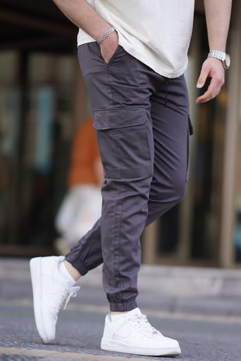 Men Cargo Smoke Gray Trousers 5437