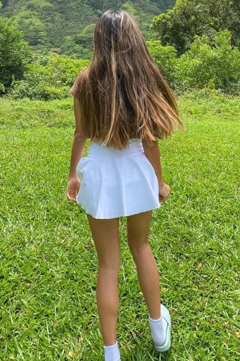Women White Pleated Basic Mini Tennis Skirt