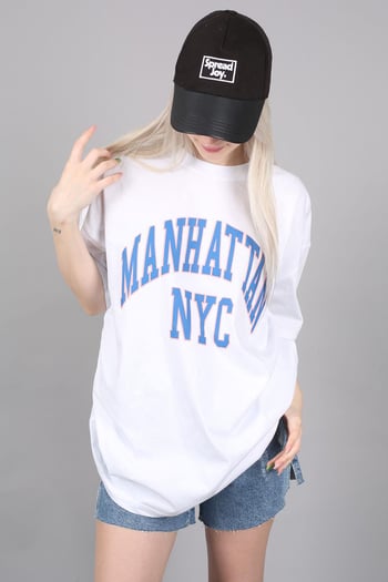 Kadın Beyaz Baskılı Oversize T-shirt MG1231