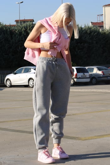 Marl Gray Oversize Raised Sweatpants MG1568