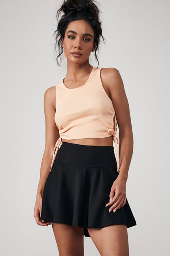 Women Black Pleated Basic Mini Tennis Skirt 