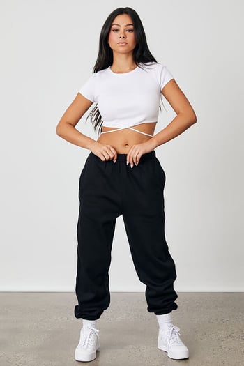 Women Black Oversize Sweatpants MG1235