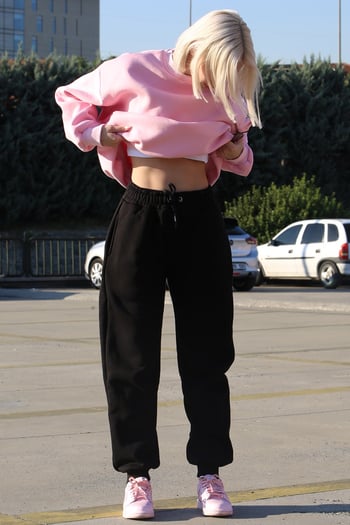 Black Oversize Raised Sweatpants MG1568