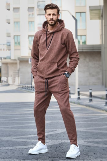 Brown Hoodie Basic Tracksuit 5903