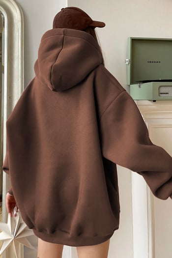 Brown Raised Oversize Hoodie Sweatshirt MG1566