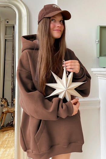 Brown Raised Oversize Hoodie Sweatshirt MG1566