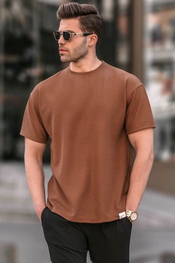 Kahverengi Regular Fit Basic Erkek Tişört 6099