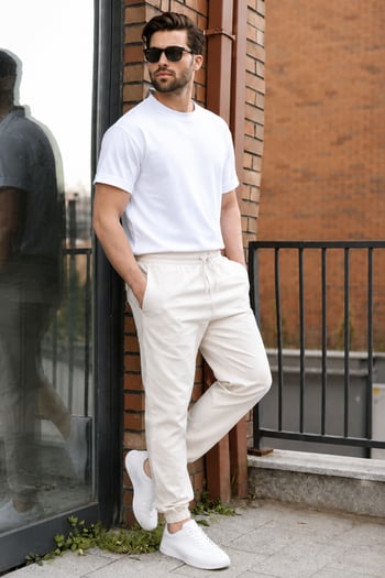 Bej Relaxed Jogger Pantolon 6853