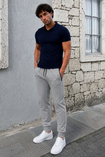 Gri Cep Detaylı Jogger Pantolon 5484