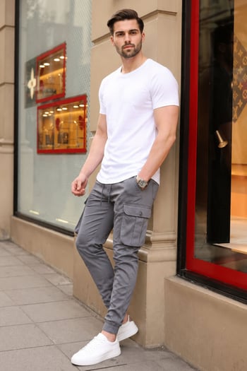 Smoke Gray Slim Fit Jogger Trousers 5740