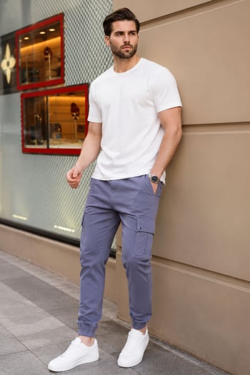 Men Gray Cargo Trousers 5647