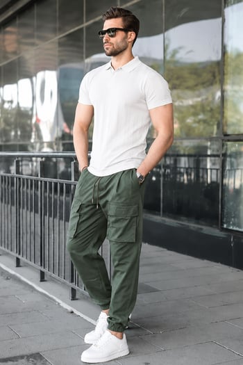Haki Kargo Cep Erkek Jogger Pantolon 6812